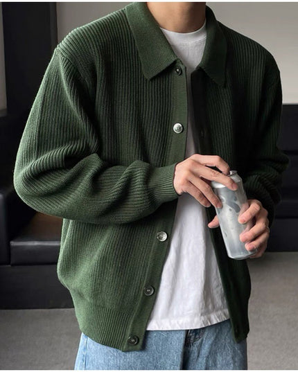 Handsome Idle Style Knitted Cardigan Casual Unisex Style