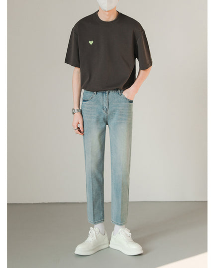 Versatile Casual Small Leg Cropped Jeans For Men