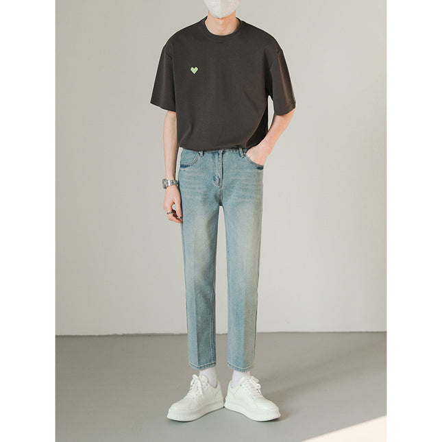 Versatile Casual Small Leg Cropped Jeans For Men