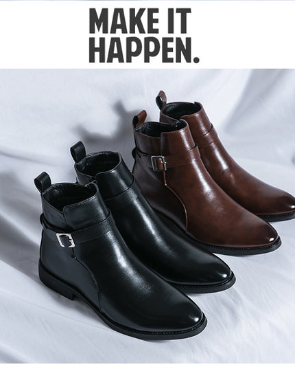 Plus Size Chelsea Boots Men's Fashion High-top Leather Shoes