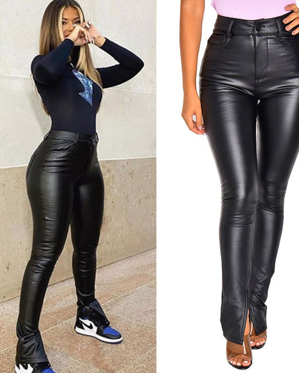 Casual Pants High Waist Slimming And Tight Women Leather Pants