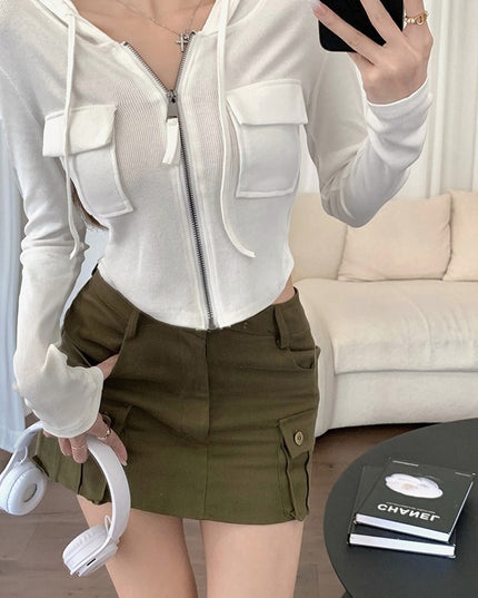 Short Hooded Cardigan Coat Women