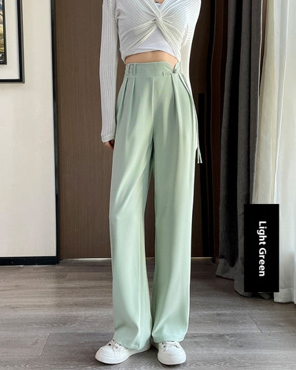New Chinese Style Buckle High Waist Casual National Style Special-interest Design Elastic Waist Wide Leg Pants