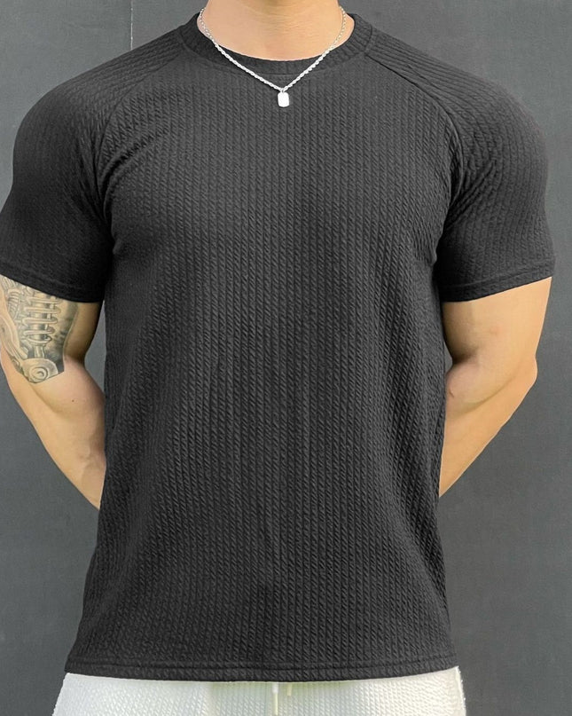 Summer Men's Snake Pattern Short Sleeve Solid Color Casual T-shirt