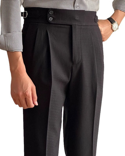 Waffle Straight Naples High Waist Suit Pants