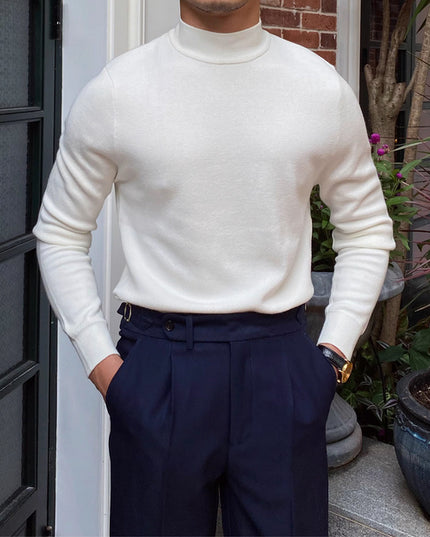 Homemade Winter Pullover Keep Warm Knitted Mock Neck Sweater