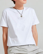 Solid Color Short Sleeve White