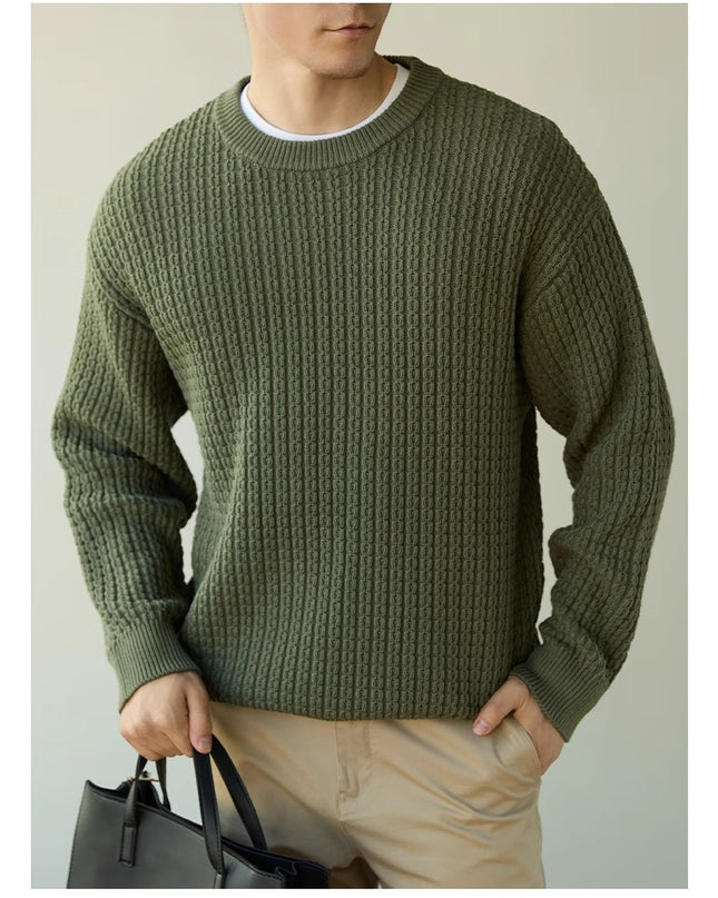 High-end Long Sleeve Loose Round Neck Men's Knitwear