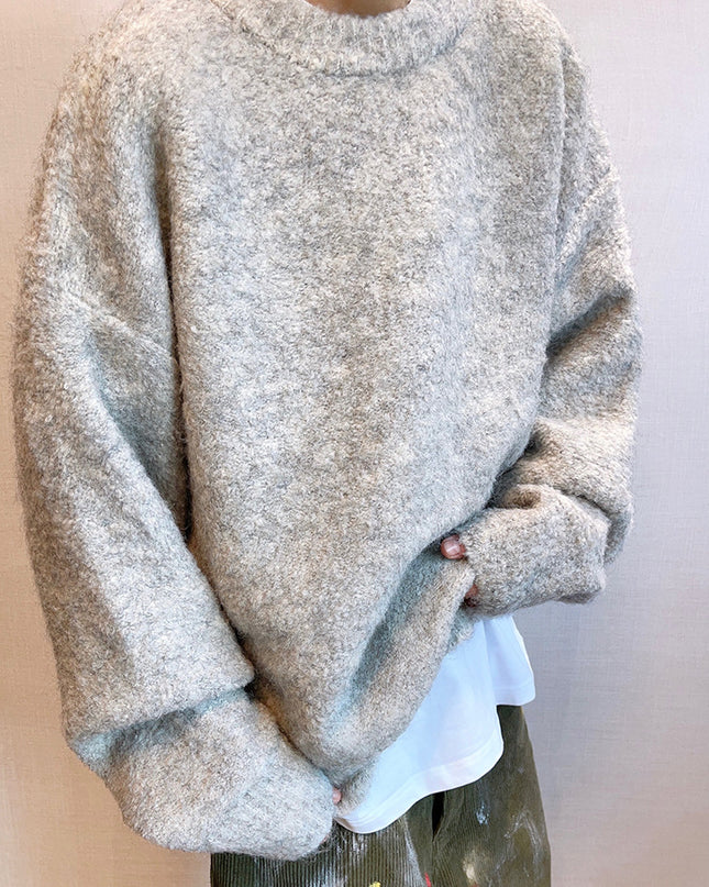 Plush Round Neck Knitted Thick Sweater Men