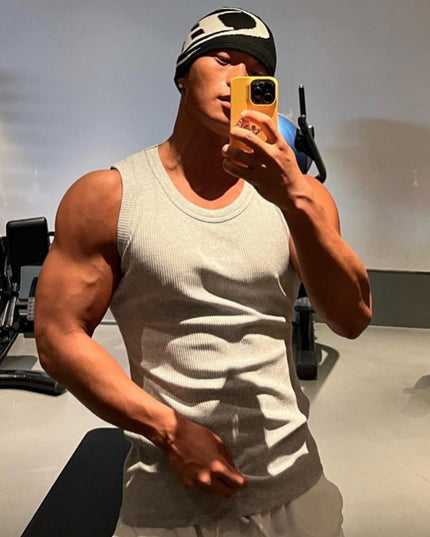 Men's Fashion Solid Color Quick-drying Stretch Tight Sports Thread Vest