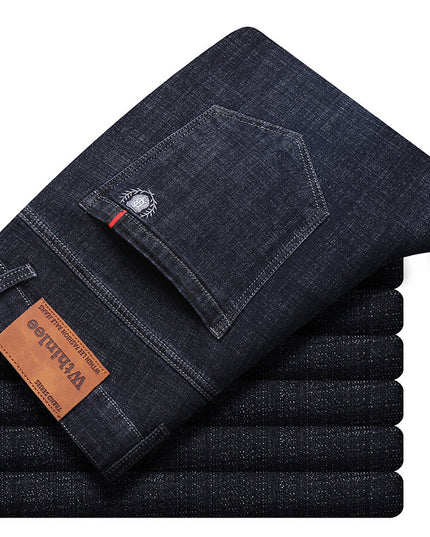 Jeans Men's Straight Loose Casual Pants Fleece-lined Thickened Men's Pants