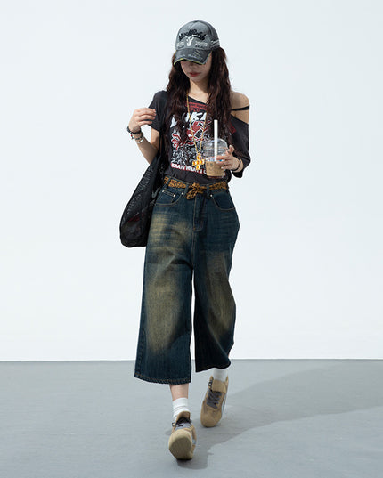 Fashion American Retro Wide Leg Jeans For Women