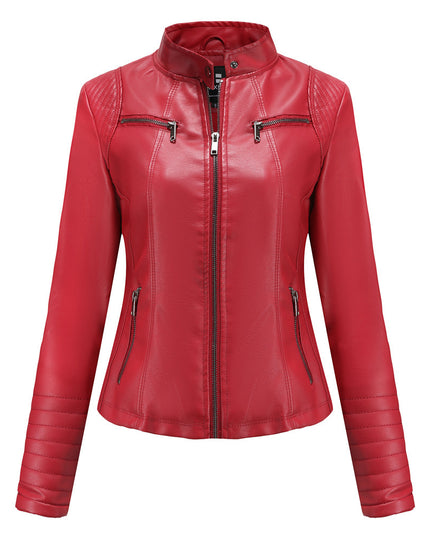 Women's Leather Thin Motorcycle Clothing Short Chic Women's Jacket