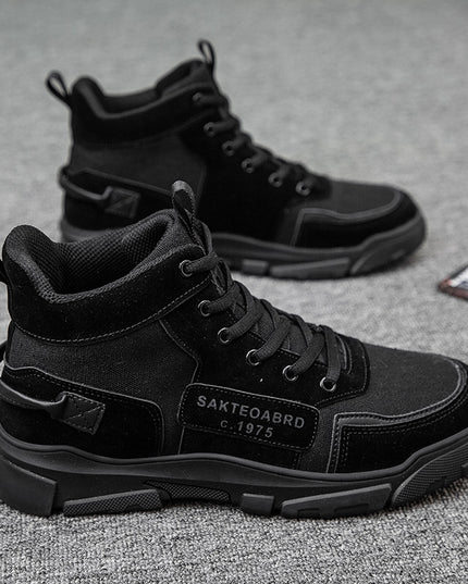 Ankle Boots Men Lace-up Martin Boots Platform Canvas Shoes