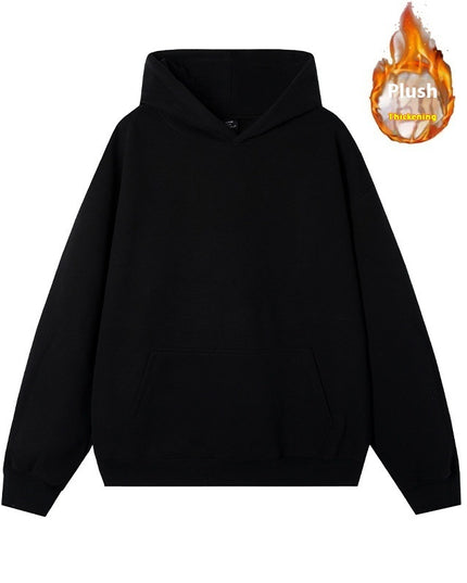 Thermal Head Cover Solid Color Hoodie Fleece-lined Thickened