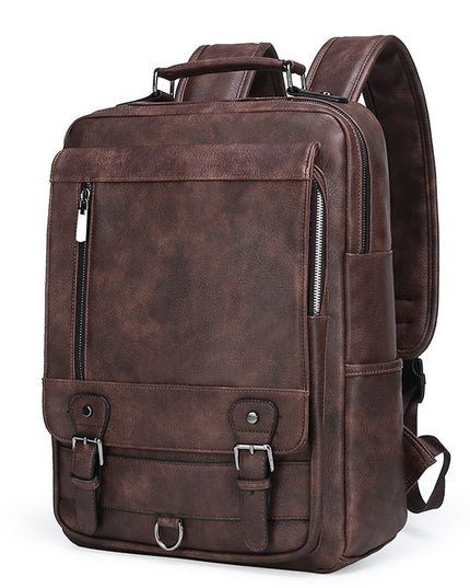 Men's Leather New Large Capacity USB Charging Backpack