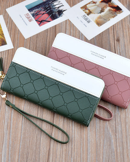 Ladies In Hand Long Zipper Tassel Stitching Embossed Large-capacity Wallet
