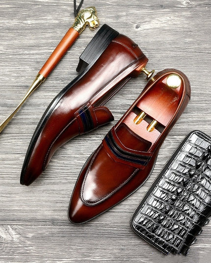 Shallow mouth men's shoes leather shoes