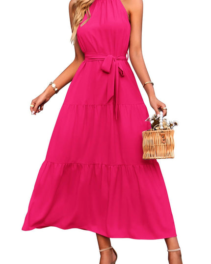 Halter Lace-up Casual Loose Stitching Dress