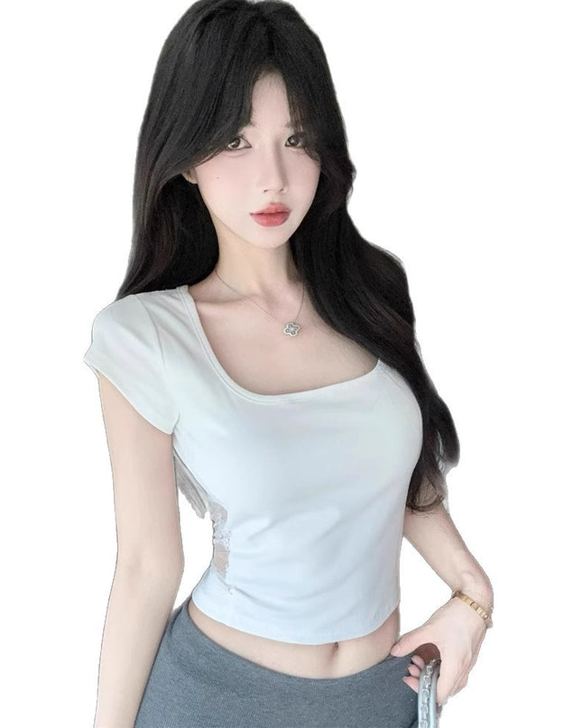 Summer Sexy Lace Stitching Backless Slim Fit All-matching