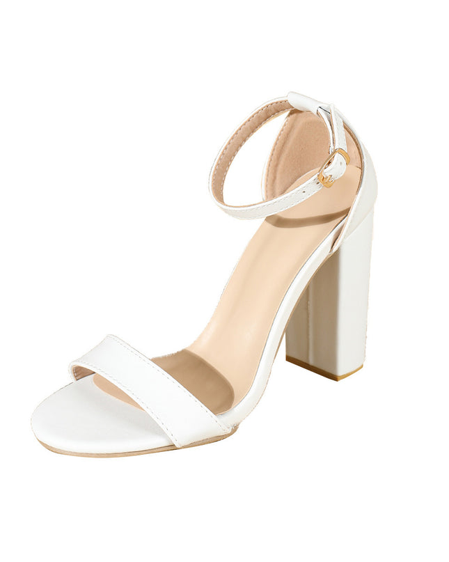 Solid Color Female Summer Open Toed Word With Chunky Heel High Heel Sandals