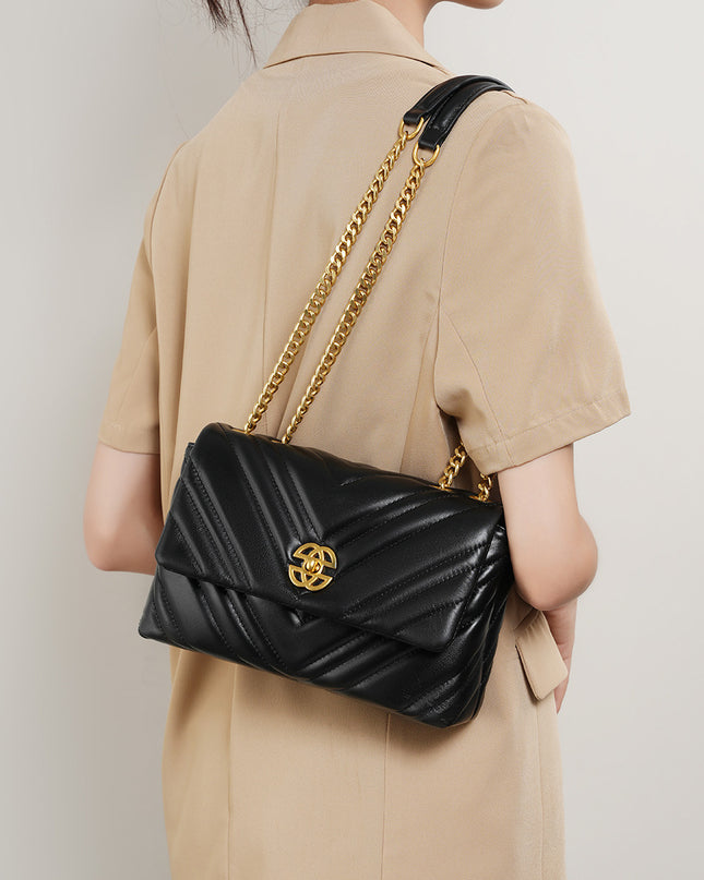 Women's Cowhide Diamond Chain Square Shoulder Messenger Bag
