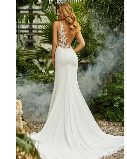 Retro round neck sexy little tail bridal wedding dress