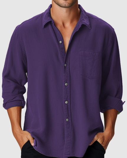 Pure Color Men's Beach Holiday Fashion Shirt