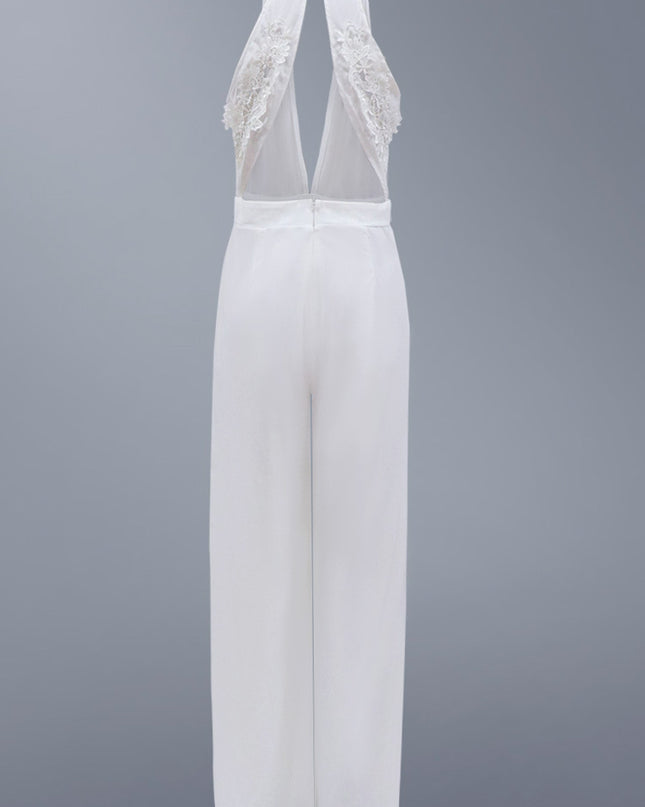 Sexy Deep V Halter Jumpsuit Casual Trousers