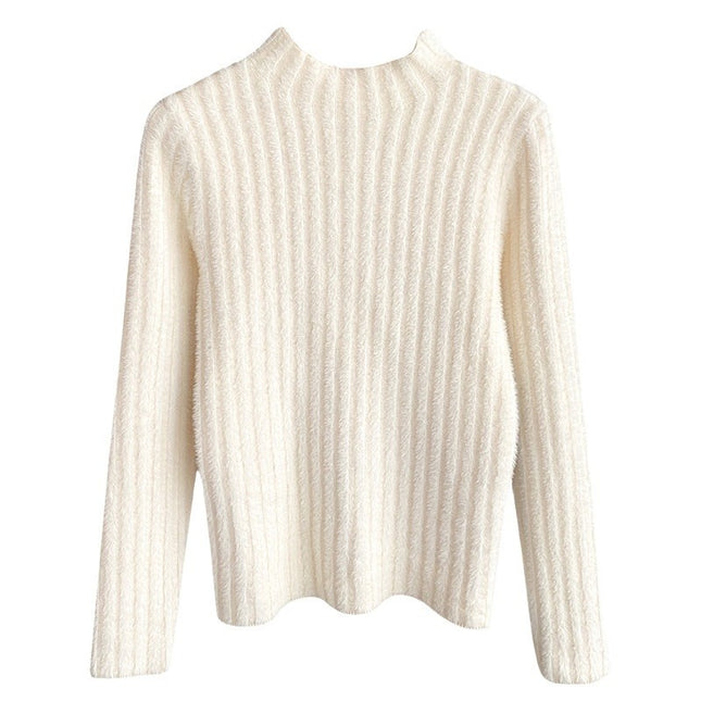 High-grade Fleece-lined Half-high Collar Knitted Bottoming Shirt Inner Wear Sweater