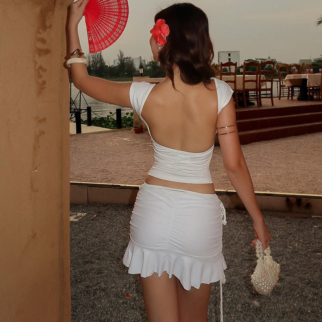 Bare Back Slim Fit Slimming T-shirt Short Sleeve Women