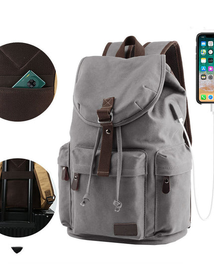 Large Capacity Tooling Canvas Backpack Men's Leisure Travel Backpack Women's