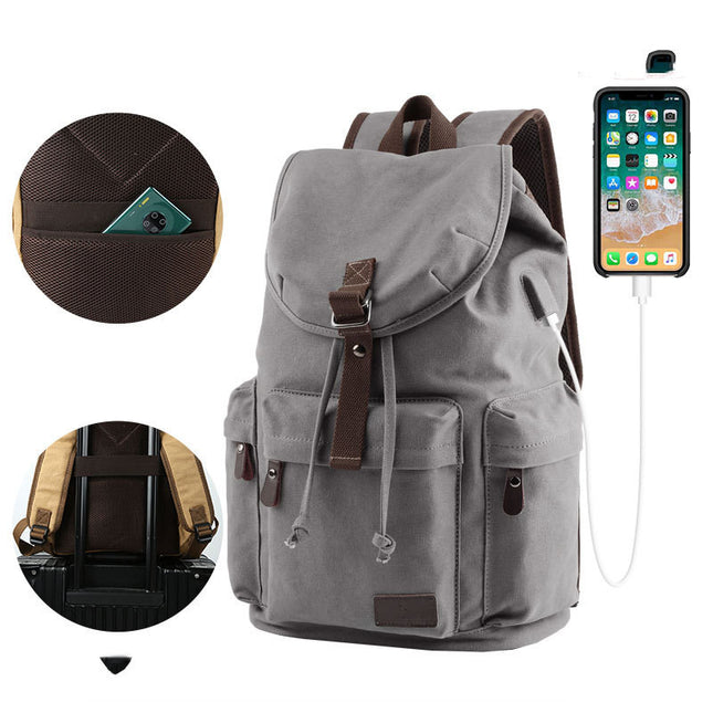 Large Capacity Tooling Canvas Backpack Men's Leisure Travel Backpack Women's