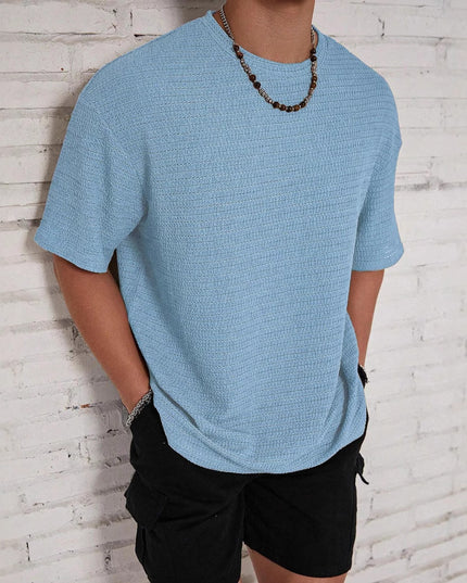 Men's Loose Hollow Solid Color Flow Round Neck T-shirt