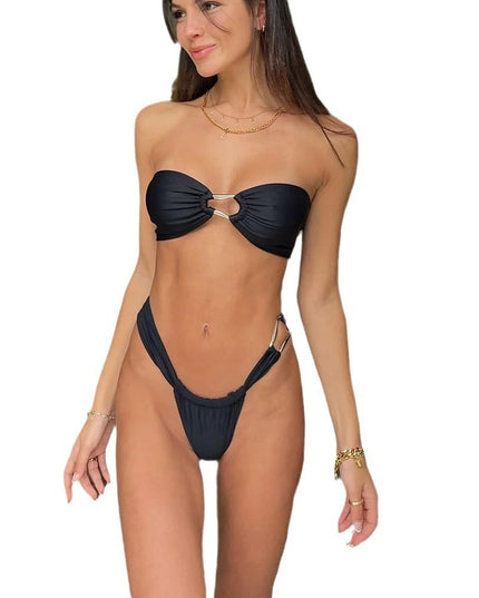New Low Waist Sexy Bikini Solid Color Split Women's Swimsuit Swimming