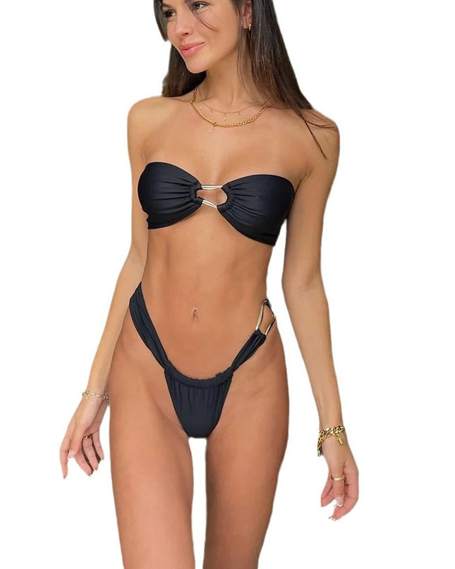 New Low Waist Sexy Bikini Solid Color Split Women's Swimsuit Swimming