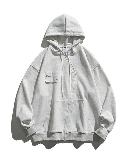 Retro Hooded Sweater Men And Women Irregular Zipper