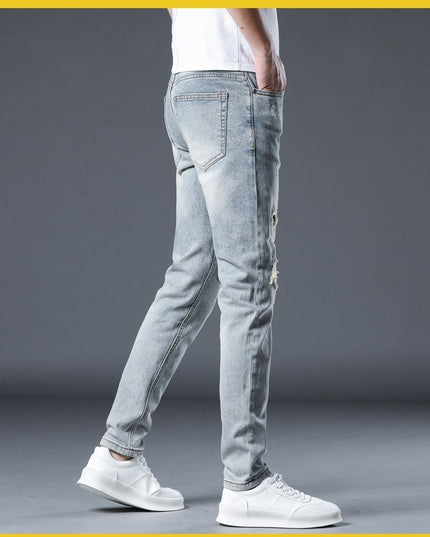 New Patch Ripped Jeans Men's Stretch