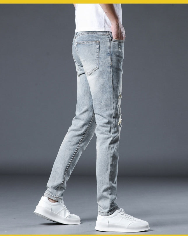 New Patch Ripped Jeans Men's Stretch