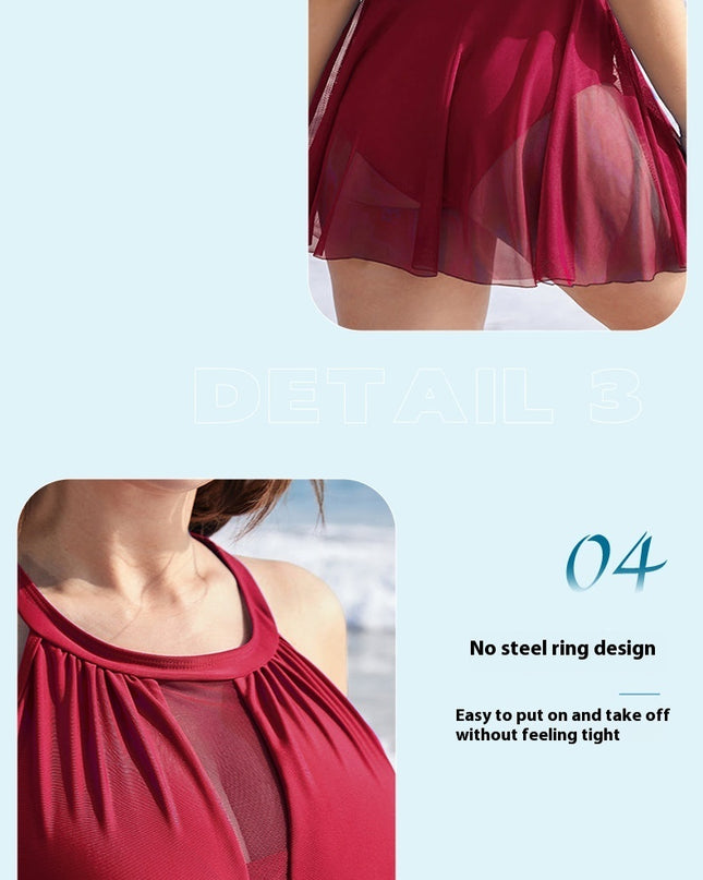Women's Round Neck Lace One-piece Swimsuit