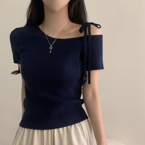 Summer Design Lace-up Pure Style Slim And Sexy Top