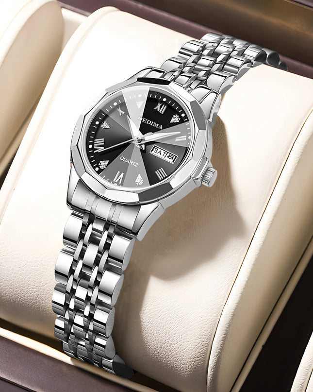 Diamond Double Calendar Waterproof Luminous Watch