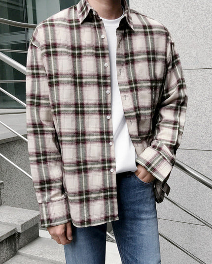 Men's autumn long sleeve plaid shirt