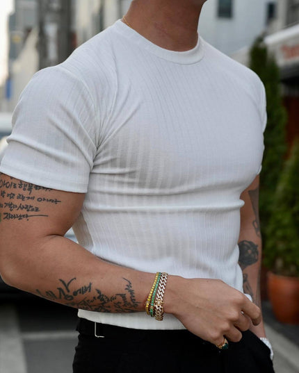 Men's Summer Sports Fitness Casual Round Neck Stretch Crew Neck Short Sleeve