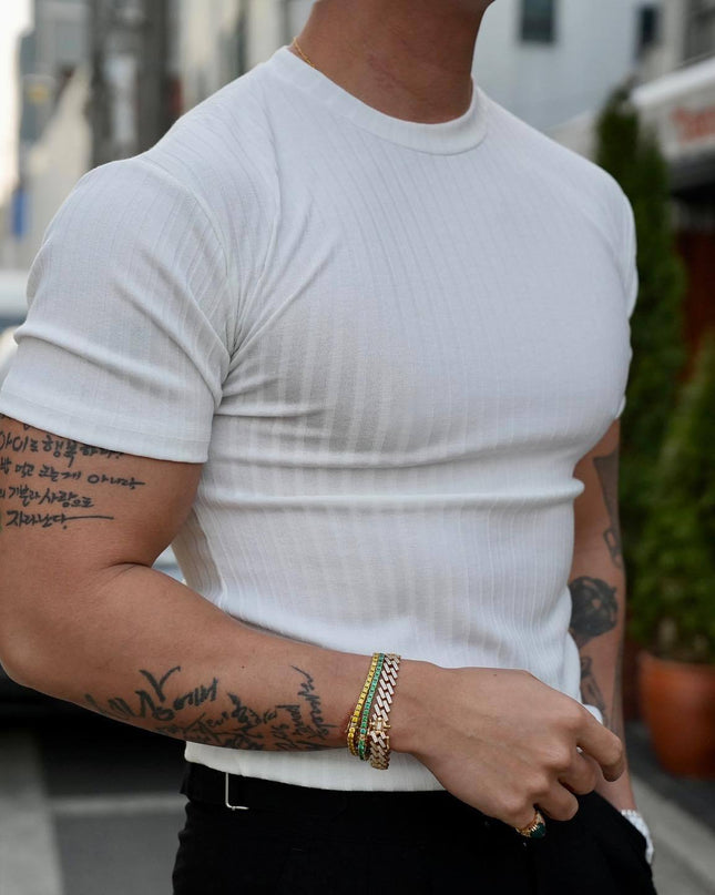 Men's Summer Sports Fitness Casual Round Neck Stretch Crew Neck Short Sleeve