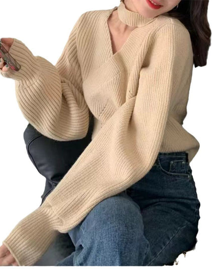 Halter Sweater Short Knitted Bottoming Shirt With Niche Chic Women's Top