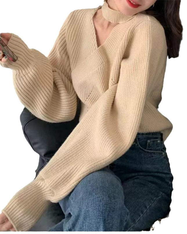 Halter Sweater Short Knitted Bottoming Shirt With Niche Chic Women's Top