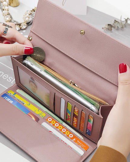 Women's hand holding wallet female long section new Japanese and Korean personality pendant multi-function student wallet