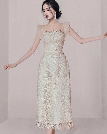 Small Group Temperament Patchwork Lace High Waisted Dress