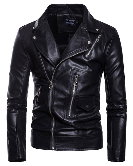 Men's Motorcycle Multi Zip Leather Coat
